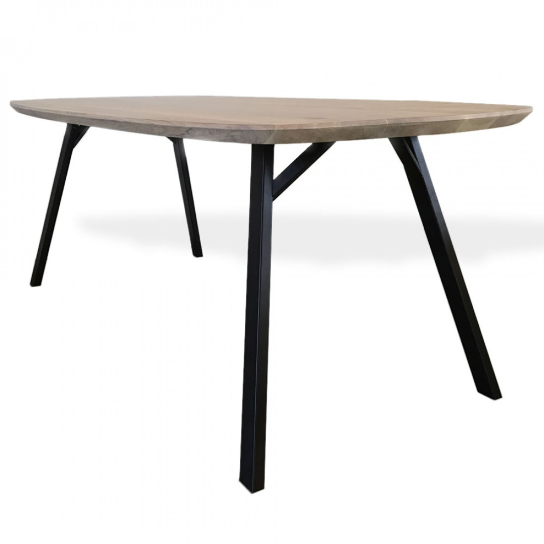 Deens ovaal massief eiken eettafel met tabs lopend metalen kolompoot ...