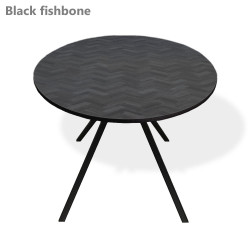 (Deens)ovaal HPL tafelblad met zwart metalen tapse spinpoot