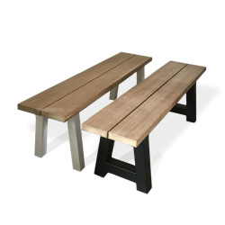 Iroko hardhouten tuinbank met stalen onderstel